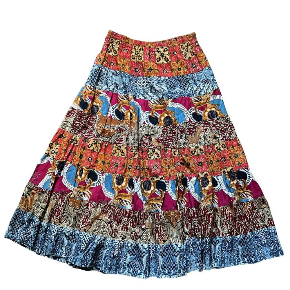 Vintage Theo Multicolor Boho Maxi Skirt: 90s, Y2K
